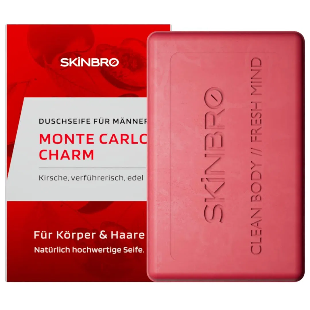 SKINBRO 4er Set Festes Duschgel Männer: 2x New York Flair & 2x Monte Carlo Charm – Vegane Duschseife für Körper & Bart – Nachhaltig & Made in Germany