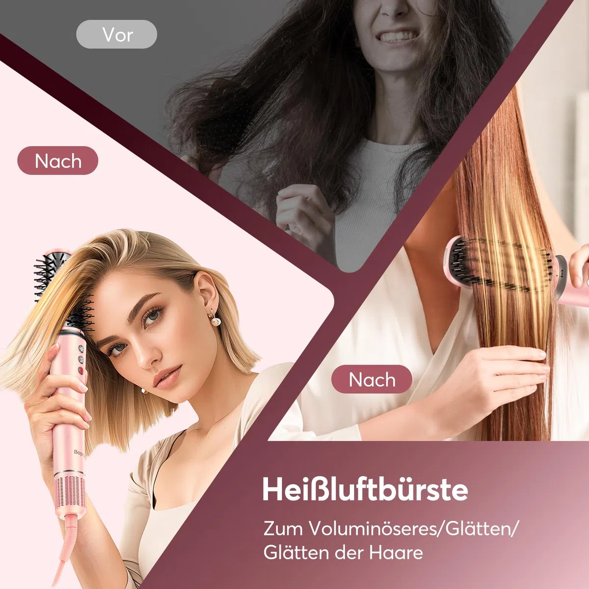5 in 1 Airstyler,160000 U/Min High-Speed Ionen Föhn, Multifunktionaler Hairstyler, Keine Hitzeschäden Lockenstab Automatisch, Rundbürstenföhn Warmluftbürste,Zum Glätten,Trocknen,Locken,mit Reisetasche