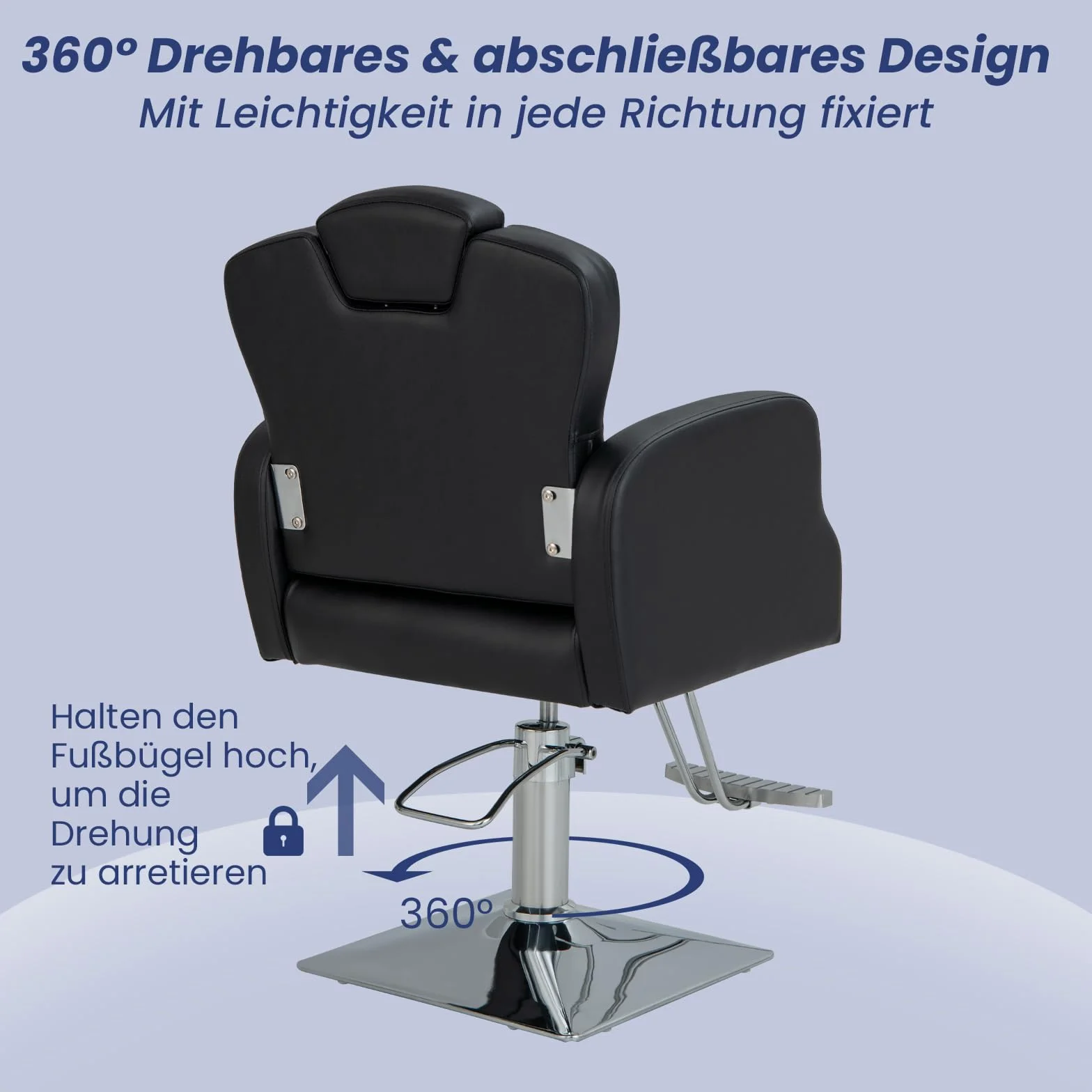 RELAX4LIFE Friseurstuhl mit verstellbarer Kopfstütze & Fußstütze, Salonstuhl drehbar höhenverstellbar, bis 150kg