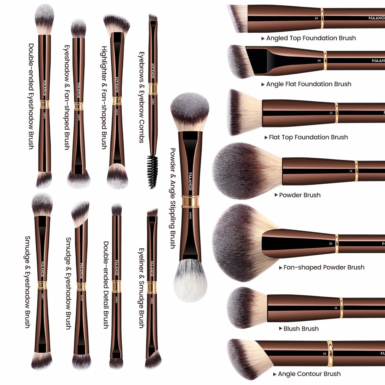MAANGE Pinselset Make Up Pinsel Set, 16 Schminkpinsel, 25-in-1 Duo-End Make up Pinsel Für Foundation Puder Lidschatten Concealer Blush