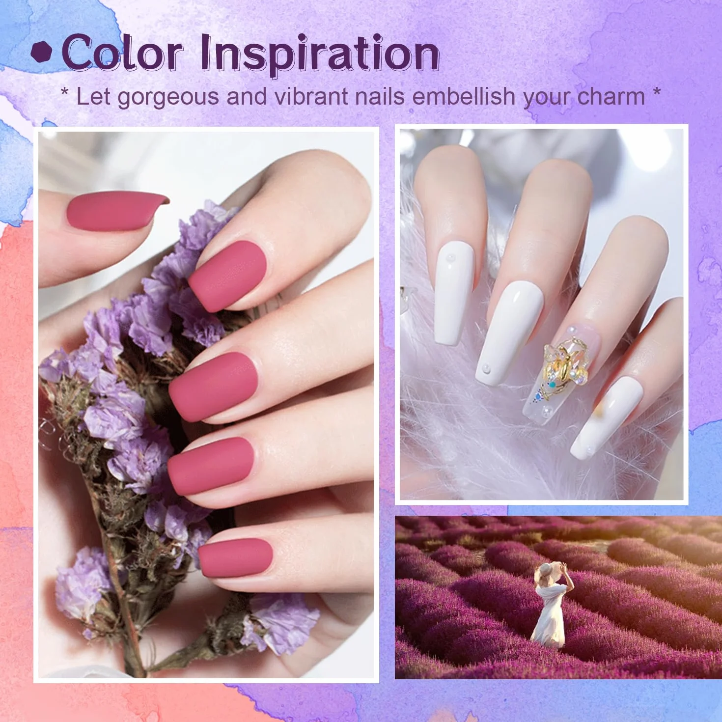 JODSONE U V Gel Nagellack Set, 32 Farben Gelnägel Kit mit U V/LED Nagellampe, Nagelbohrer, Basis- und Decklack, Rosa Weiß Blau U V Gelnagellack Starterset