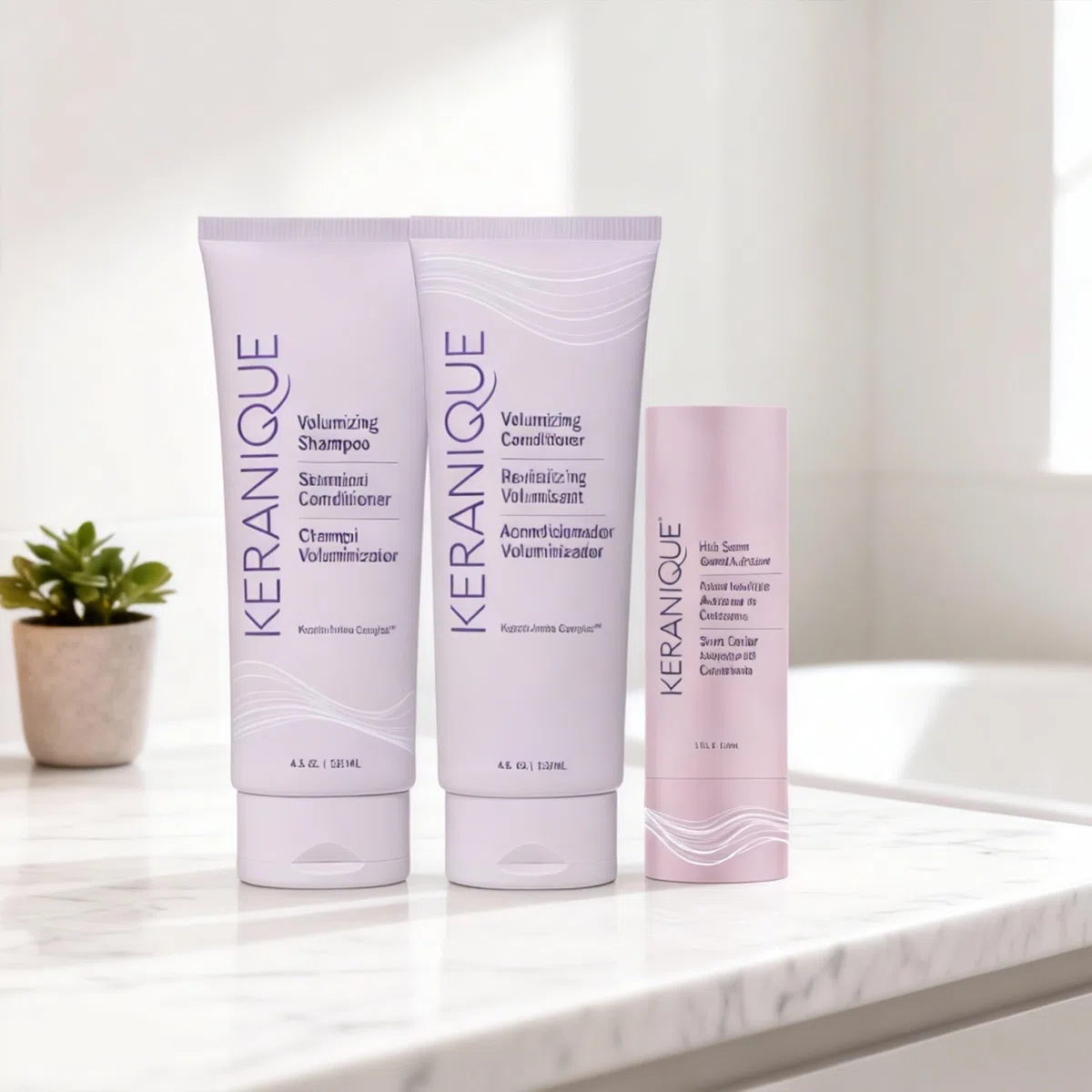 Keranique The Keranique's Botanical Hair Growth System (Revitalize Thinning Hair) Volumizing Shampoo & Conditioner 135mlx2, Hair Serum Growth Activator 30ml