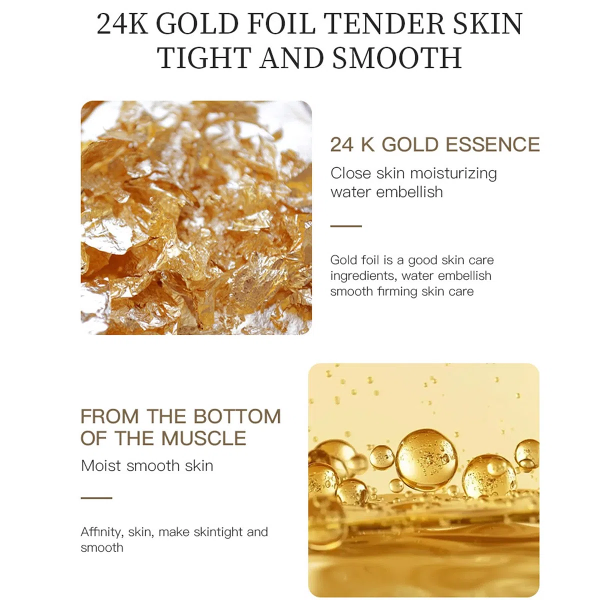 24K Gold Hautpflege Set 6-teilig: Anti-Aging Hautpflege Kit für Frauen - Gesichtsreiniger, Gesichtsserum, Augencreme, Essenzmilch, Toner
