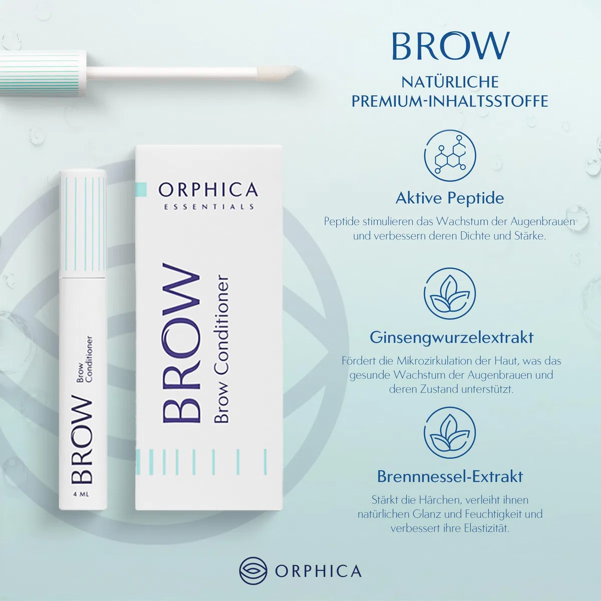 ORPHICA BROW Augenbrauen Serum 4 ml - Für Dichte, Starke und Volle Augenbrauen, Conditioner für sichtbares Wachstum, Booster Hair Growth Gel - Augenbrauen Farbe Verbesserung, Augenbrauenpflege