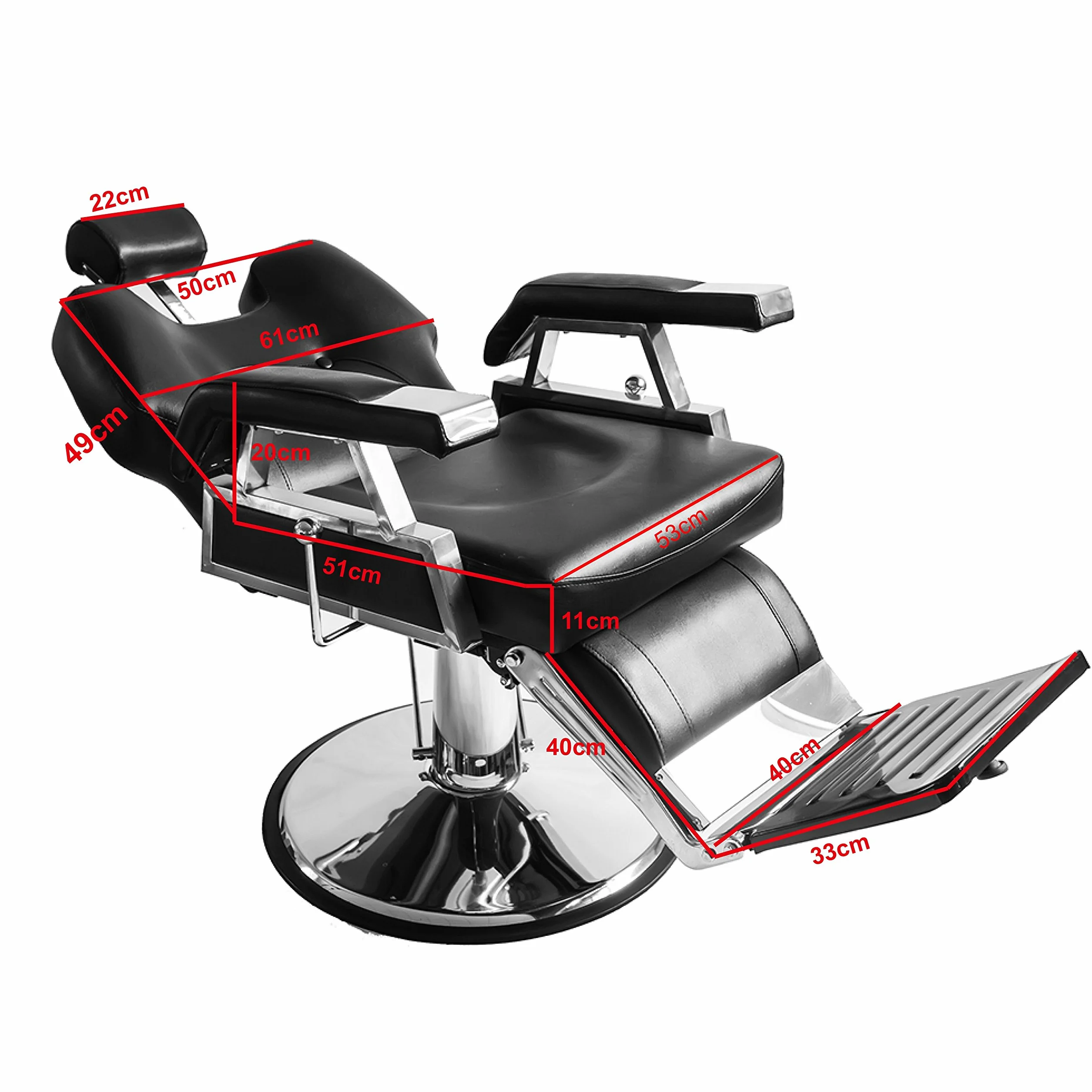 Barber Friseurstuhl Modern Schwarz Hydraulisch Neigbar 360° Professionelles Salon 110x70x100-113 cm