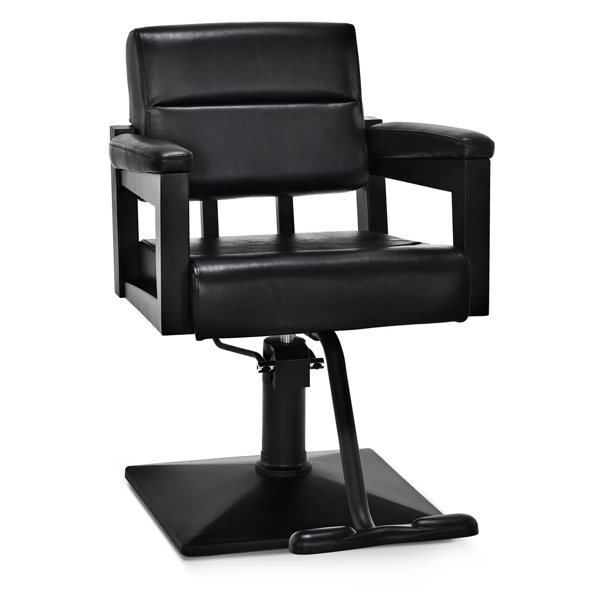 Barberpub Friseurstuhl mit Hydraulikpumpe 360° Drehbar, Friseureinrichtung Barber Stuhl Höhenverstellbar, Friseursessel PVC Kunstleder, 2058 (Schwarz)