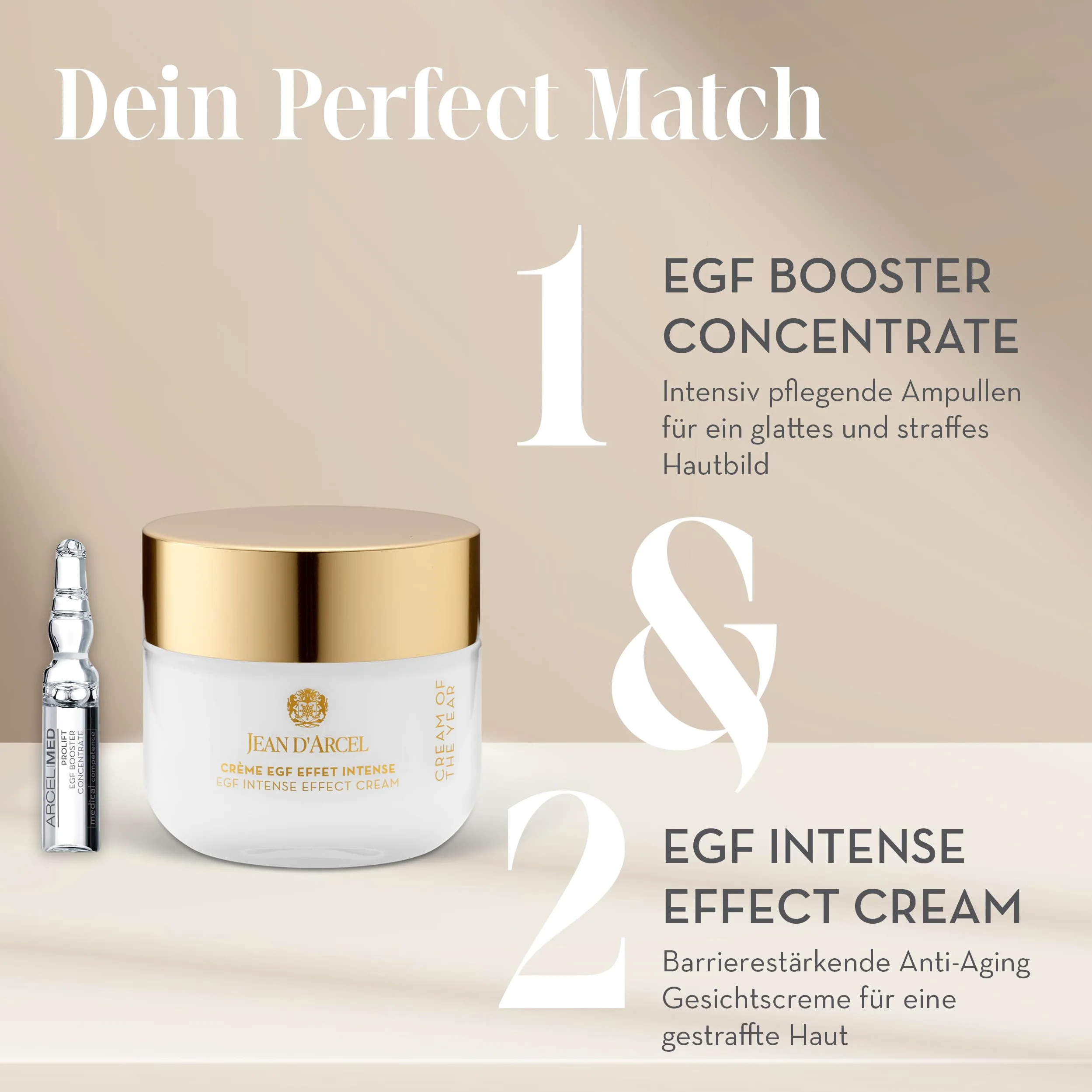 JEAN D'ARCEL Anti Aging 24h Gesichtscreme - CRÈME EGF EFFET INTENSE 50 ml - Stärkt den natürlichen Hautschutz – Verbessert die Hautfestigkeit – Fördert die Elastizität