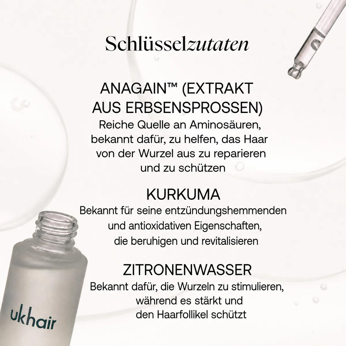 UKLASH Haarrevitalisierendes Serum für Männer und Frauen, fördert die Dicke bei dünnerem Haar und Haarausfall, klinisch getestet, leicht und schnell saugfähig