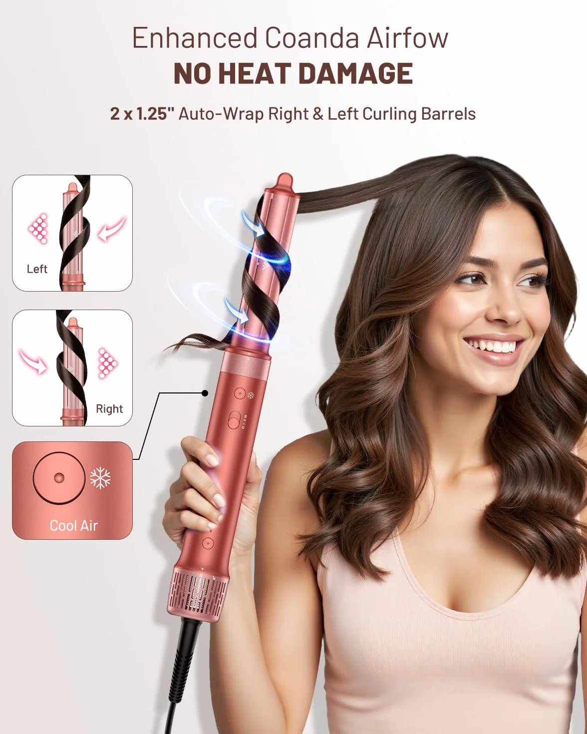 HITTIONA 5 in 1 Airstyler & Rundbürstenföhn, 110.000 U/min Ionen Haartrockner mit Auto Lockenstab, Profi-Hairstyler für Alle Haartypen