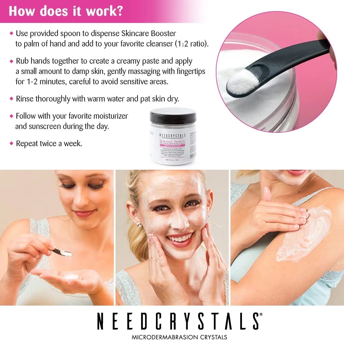 NeedCrystals Mikrodermabrasion Kristalle, Gesicht Peeling. Natürliches gesichtspeeling für stumpfe oder trockene Haut verbessert Narben, Mitesser, Porengröße, Falten, Flecken und Hautstruktur. 227gr