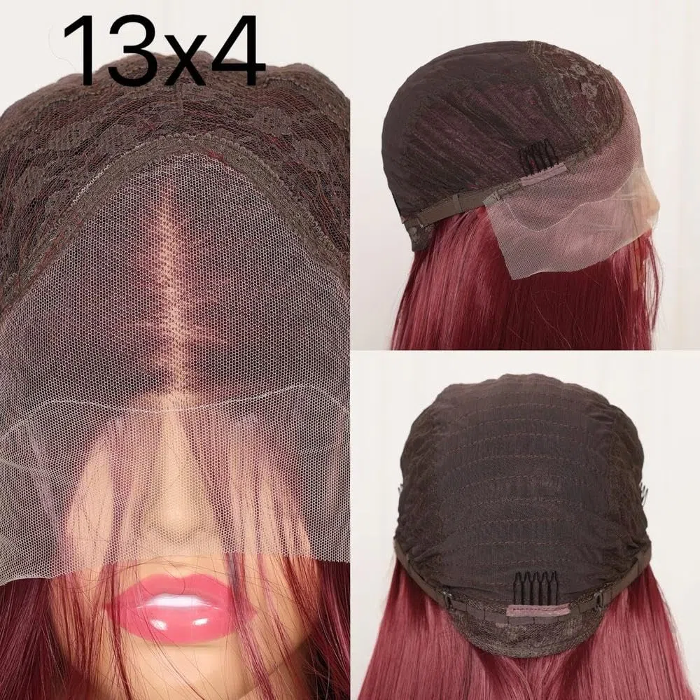 Haarpflege Rote Burgunderrote Farbe Lockiger Kurzer Bob-Schnitt 13 X 4 HD Volle Spitze-Frontal-Perücke Vorgezupft Bleichbar Ohne Kleber