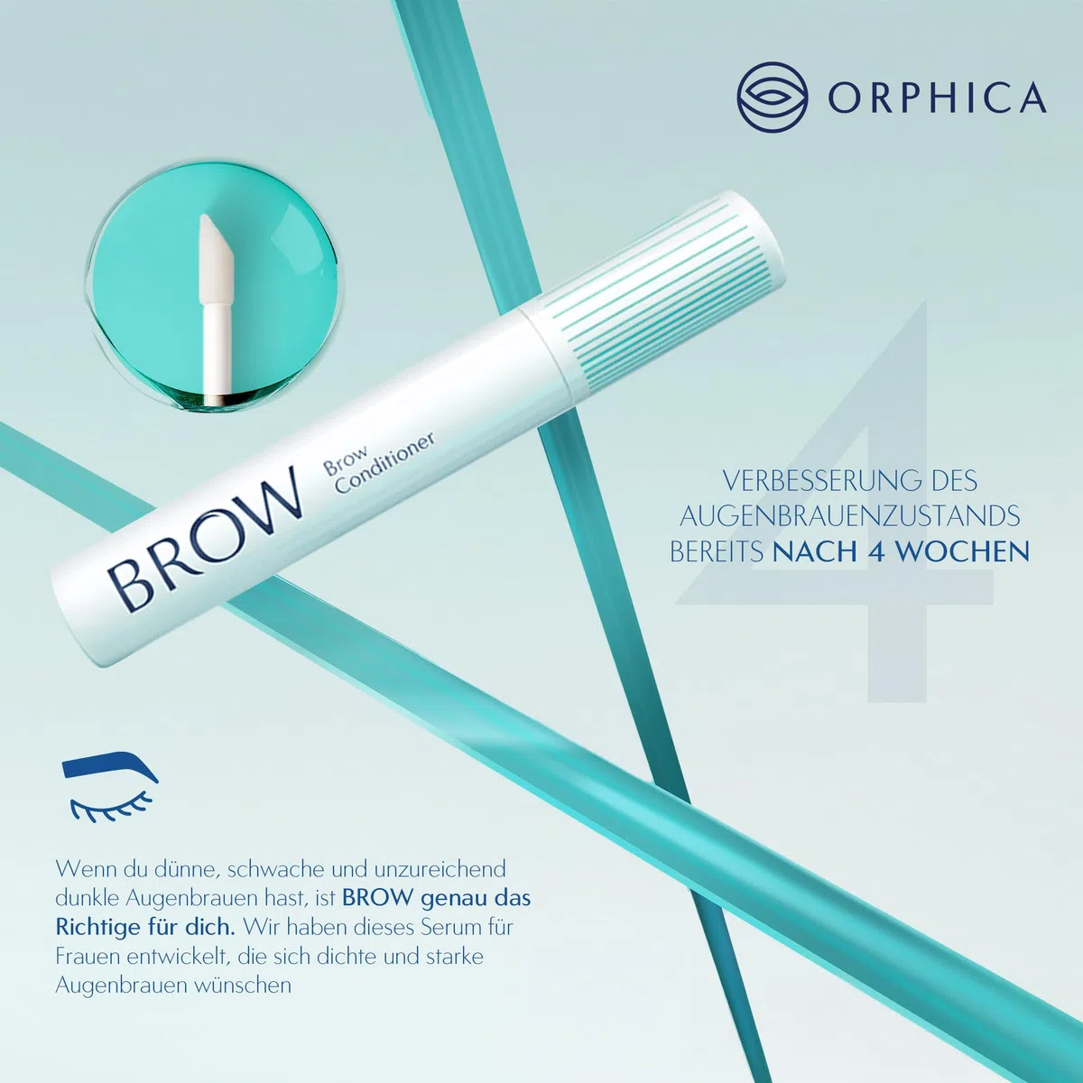 ORPHICA BROW Augenbrauen Serum 4 ml - Für Dichte, Starke und Volle Augenbrauen, Conditioner für sichtbares Wachstum, Booster Hair Growth Gel - Augenbrauen Farbe Verbesserung, Augenbrauenpflege