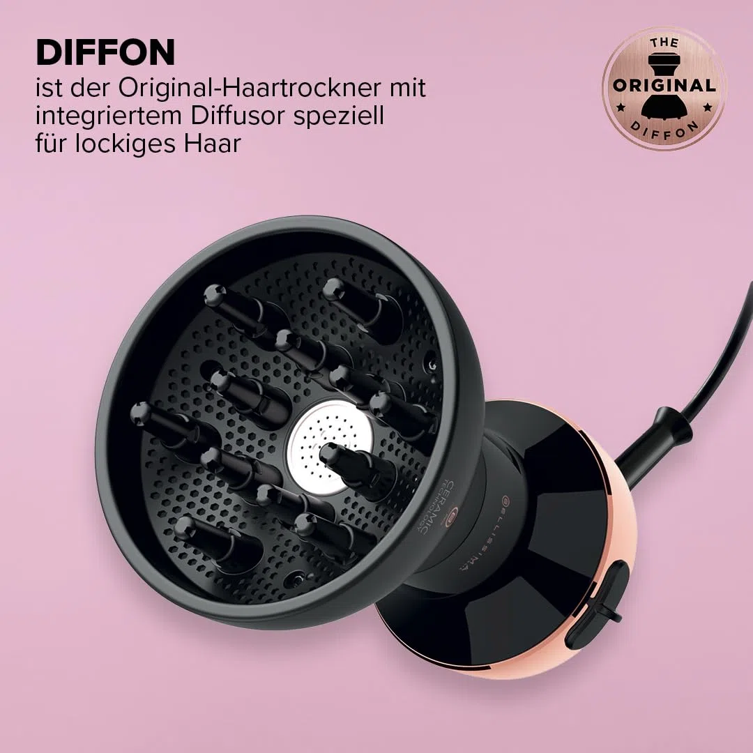 BELLISSIMA My Pro Diffon Ceramic DF1 3000, Heißluftdiffusor für lockiges Haar, Keramiktechnologie, 700 W, 2 Luft/Temperatur-Kombinationen, ohne Kraus-Effekt