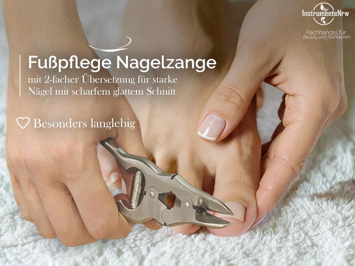 Nagelzange für dicke Fußnägel Profi Fußpflege Zange mit 2-facher Übersetzung aus Edelstahl 16 cm - Nagelschere mit scharfer Schnittfläche