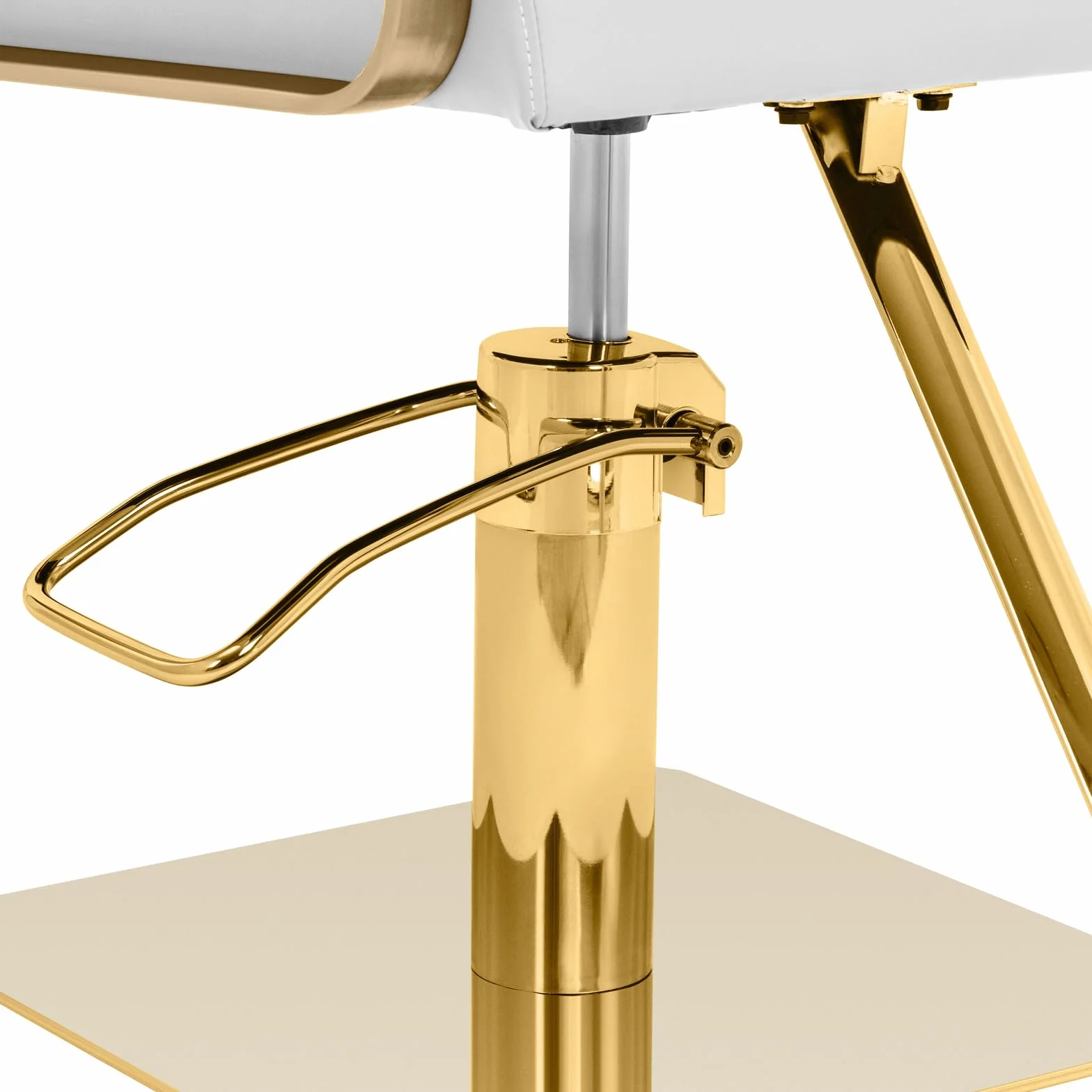 Physa Friseurstuhl mit Fußstütze weiß/golden 50-66 cm höhenverstellbar 360° drehbar Edelstahl Barberstuhl