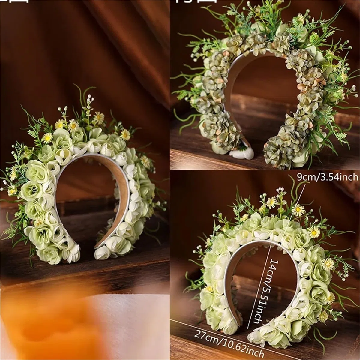 Blumenkranz Haare Braut-Seidenblumen-Stirnband, handgefertigt, dreidimensionaler großer Kranz, Ball, Kopfbedeckung, Hochzeit, Haarschmuck(Color5)