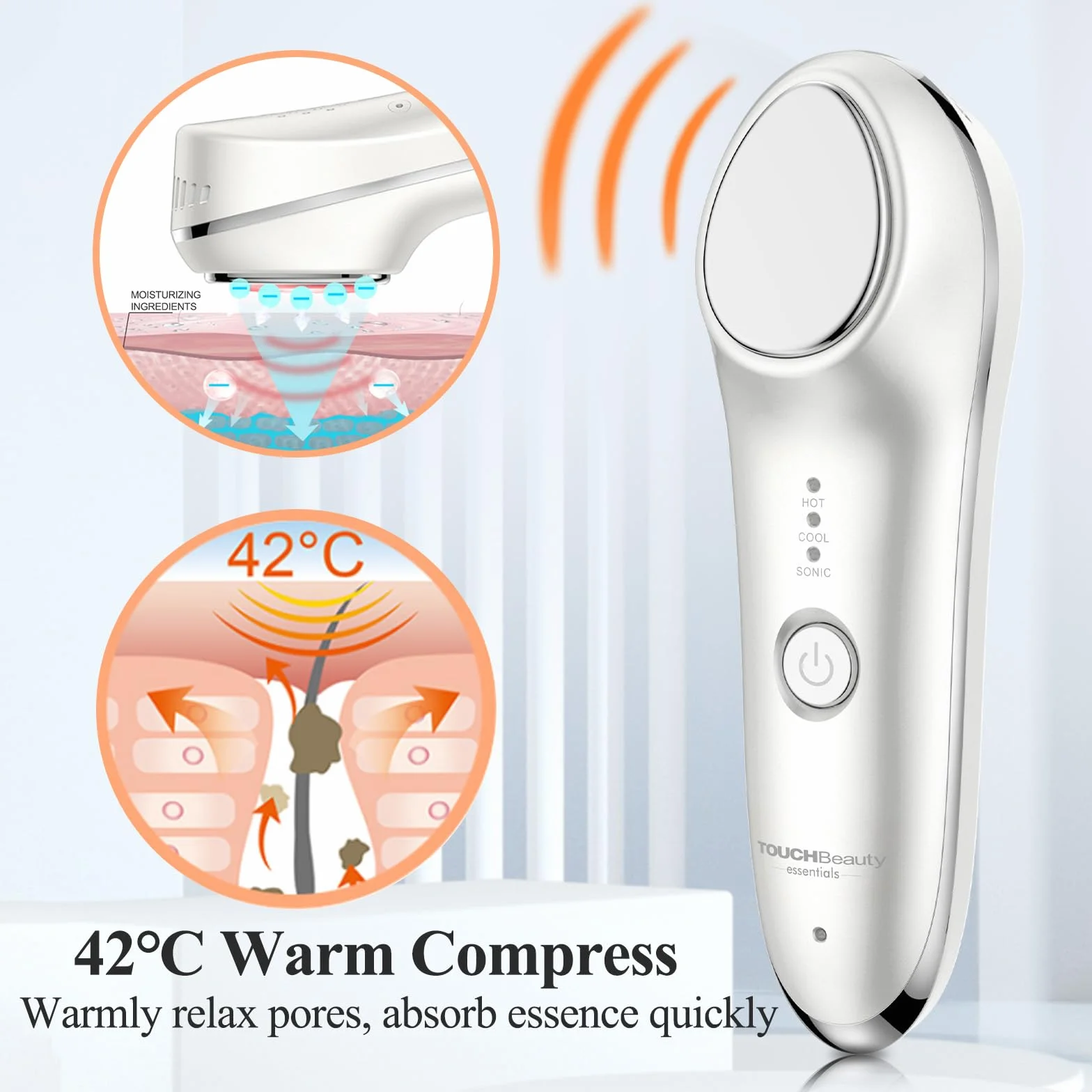 TOUCHBeauty Kalt & Heiß Gesichtsmassagegerät Elektrisch, 6°C & 42°C Vibration Face Massager für Lymphdrainage