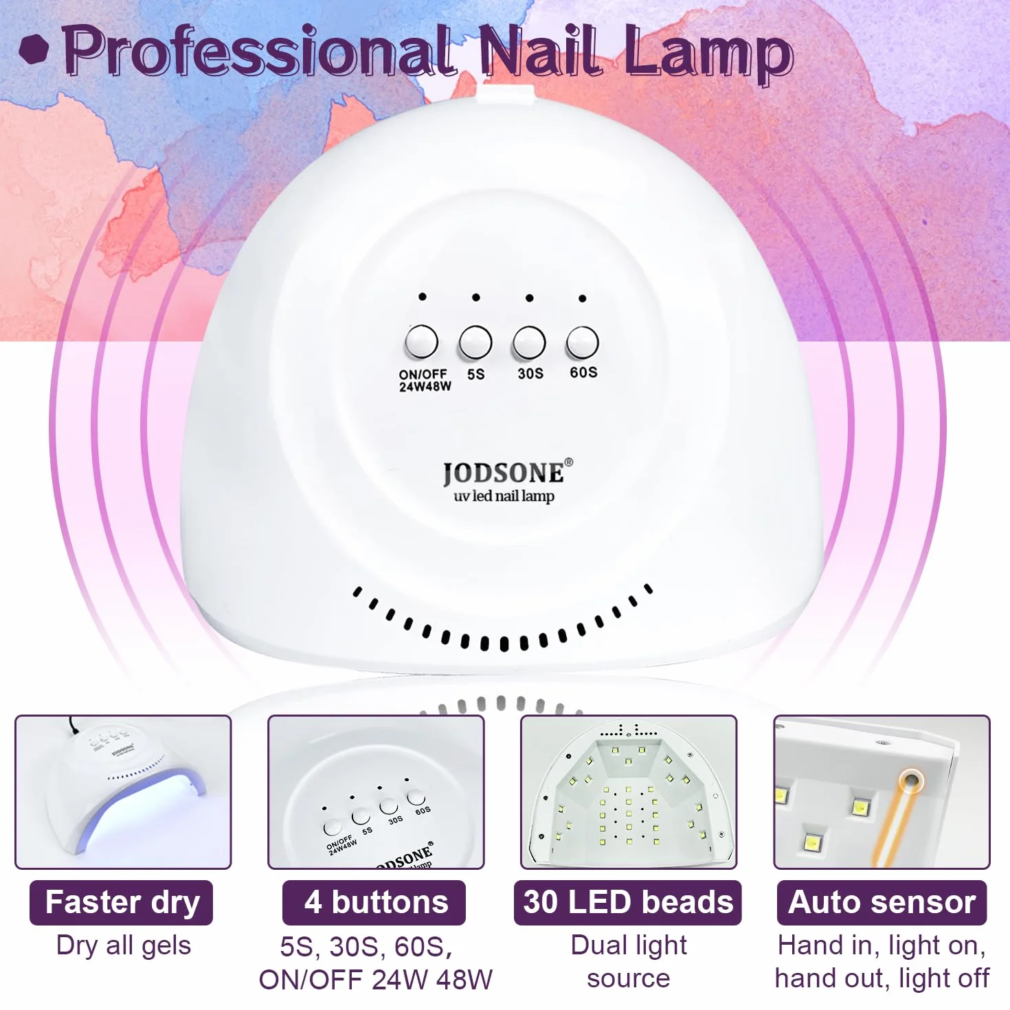 JODSONE U V Gel Nagellack Set, 32 Farben Gelnägel Kit mit U V/LED Nagellampe, Nagelbohrer, Basis- und Decklack, Rosa Weiß Blau U V Gelnagellack Starterset
