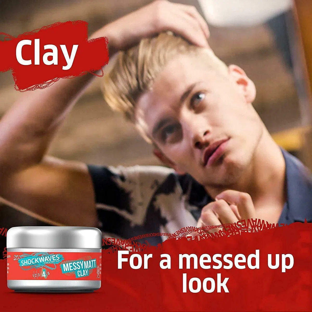 Wella Shockwaves Go Matt Clay, 6er Pack (6 x 75 ml)