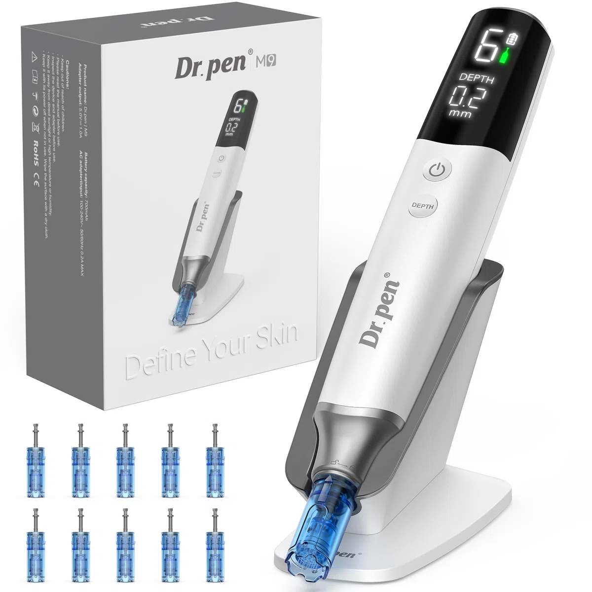 Dr. Pen 2026 Neuestes M9 Professioneller Microneedling Pen, Kabellos Dermapen, Upgrade Intelligenter Automatischer Tiefenanpassung und Chip Identifikation für Gesicht, Körper(inkl.10 Ersatzkartuschen)