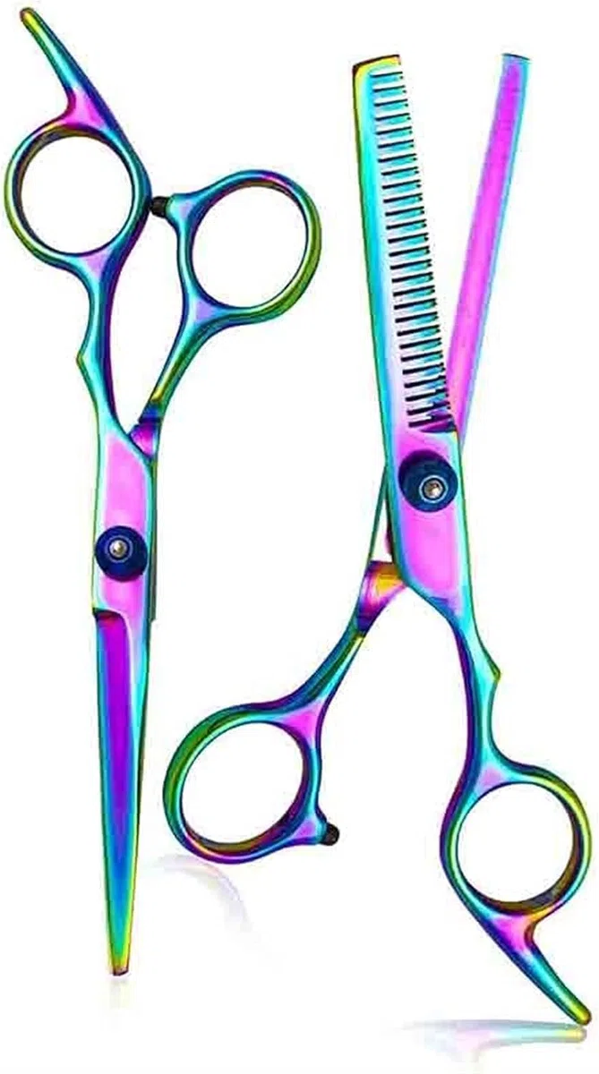 CrEev Haarschere, professionelle Friseur-Haarschneide-Ausdünnungsschere, Friseurschere für die Pflege von Haarwerkzeugen, Friseursalon, 6 Zoll, Violette Haarschere (Farbe: 3)