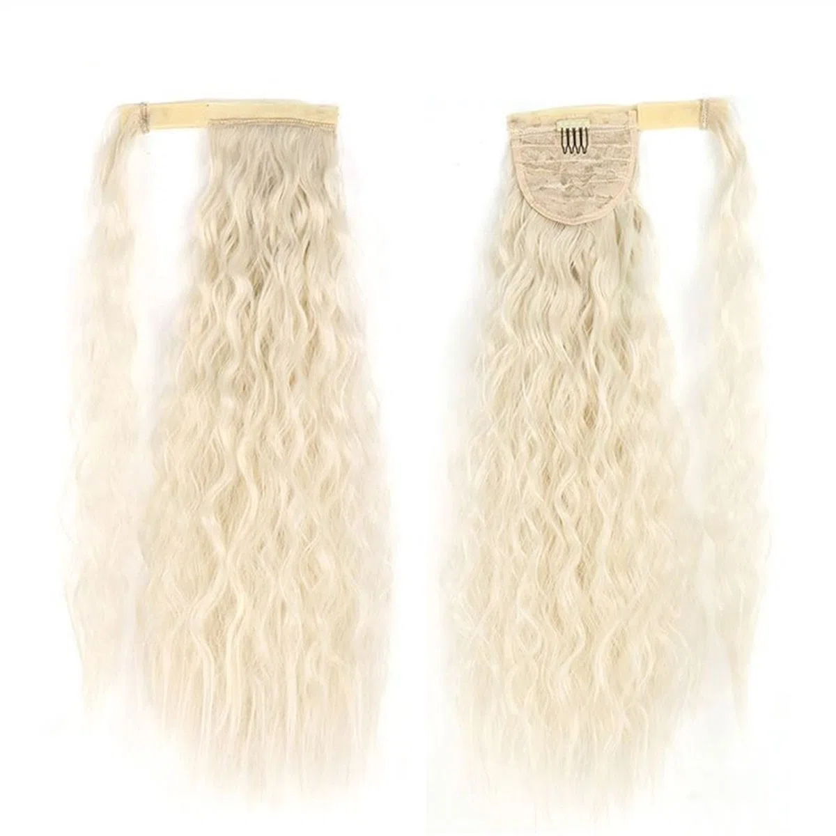 Messy Bun Stirnband 22 Zoll synthetische Mais gewellte lange Pferdeschwanz Perücke Wrap Haarspange Extensions Pferdeschwanz Haarknoten Damen Haarschmuck Haarknoten Unsichtbarer Haarknoten (Color : 60