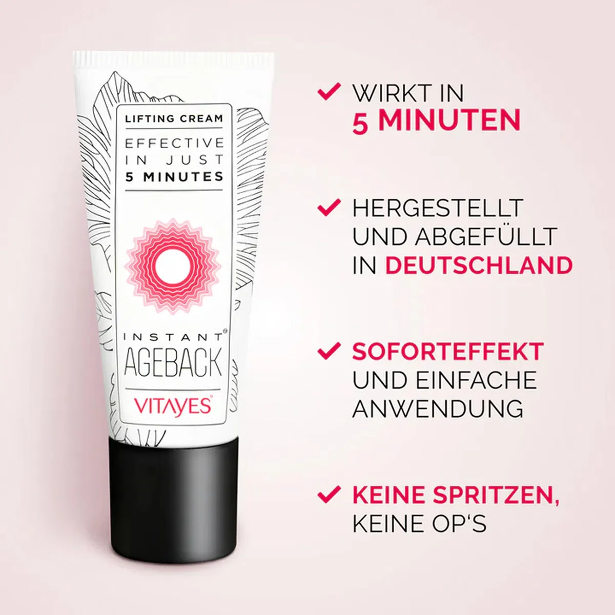 VITAYES Skincare Set Vegan - Instant Ageback 20 ml Mit Soforteffekt - Perfector Augenserum 15 ml - Anti Aging Gesichtscreme und Augenpflege Routine für Sichtbar Gepflegte Haut - für alle Hauttypen