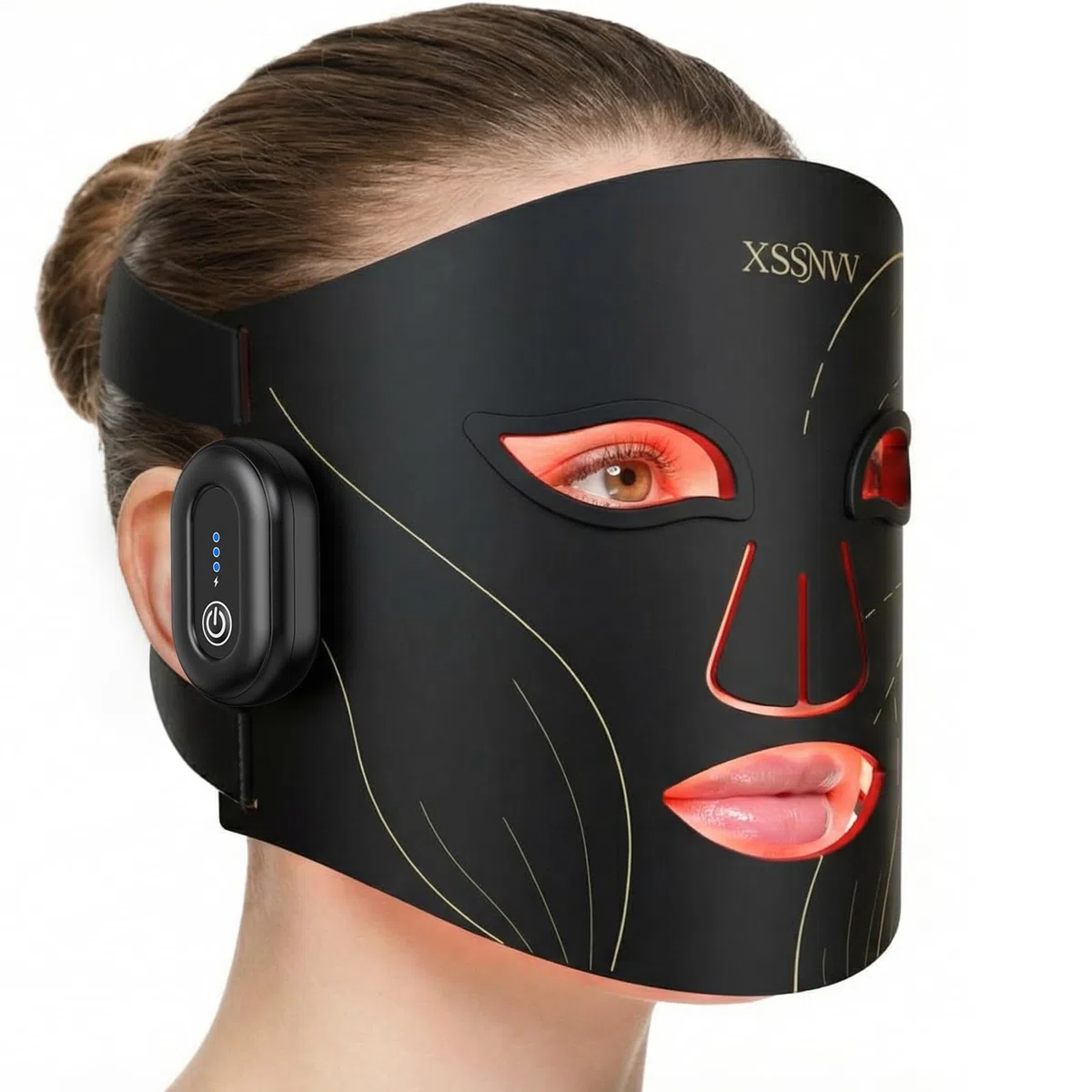 LED Maske Gesicht, Kabellos Lichttherapie Gesichtsmaske 4 Modi | Anti-Aging, Hautklärung, Entzündungshemmend, Beruhigend, rote/blau LED, Aufladbar Rotlichtlampe Gesicht, Schönheitsgeschenke