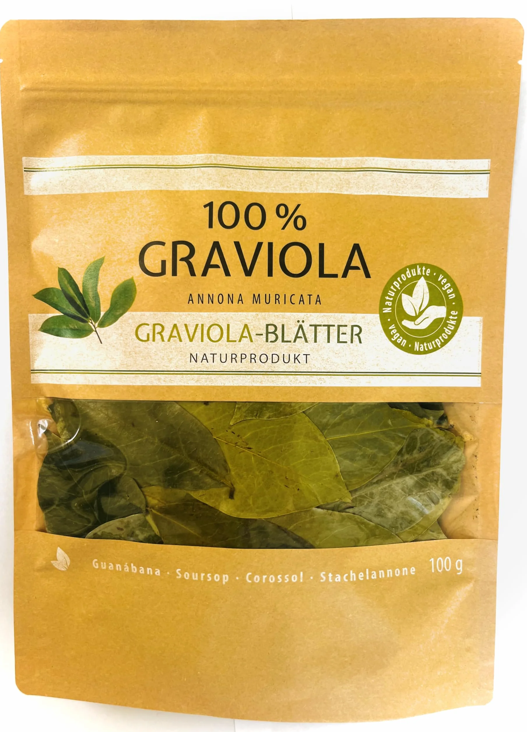 100g GRAVIOLA Blätter Premium Qualität, ohne Pestizide. NEUE ERNTE! Naturbelassen direkt vom deutschen Hersteller Graviola.de (Badezusatz)