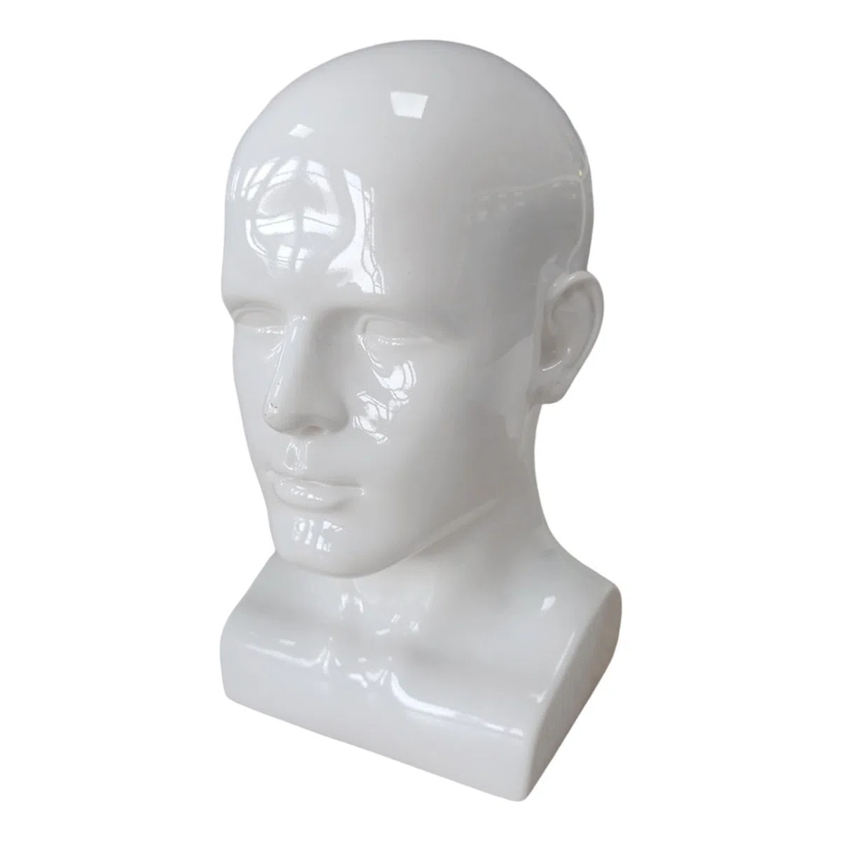 Milageto Männer Mannequin Kopf PVC Display Ständer Glanz Farbe Beauty Styling Werkzeug Zubehör für Hut Schal Perücken 13,4 Zoll hoch, Weiß