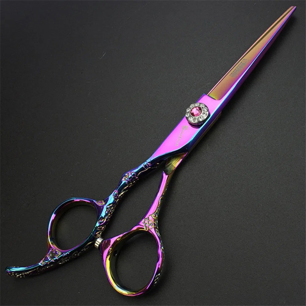 6-Zoll-Linkshänder Friseurschere Friseur Scheren Set (6 Zoll, 2 Stück-E) | Professionelle linke Hand, Styling, ergonomische Rutschschutzgriffe