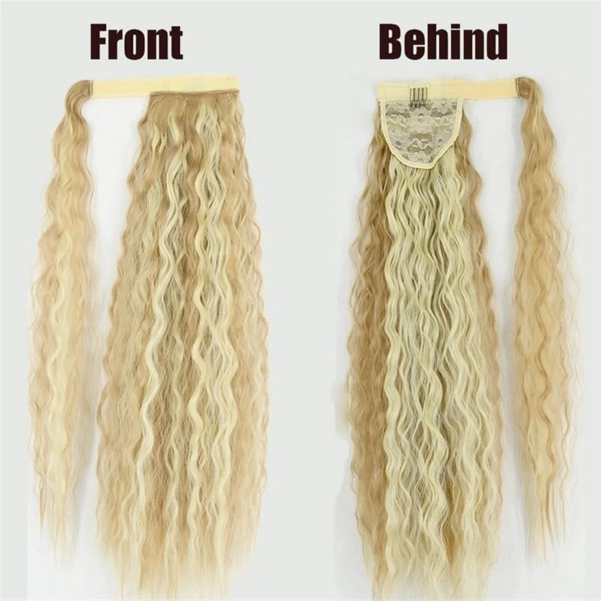 Messy Bun Stirnband 22 Zoll synthetische Mais gewellte lange Pferdeschwanz Perücke Wrap Haarspange Extensions Pferdeschwanz Haarknoten Damen Haarschmuck Haarknoten Unsichtbarer Haarknoten (Color : 60