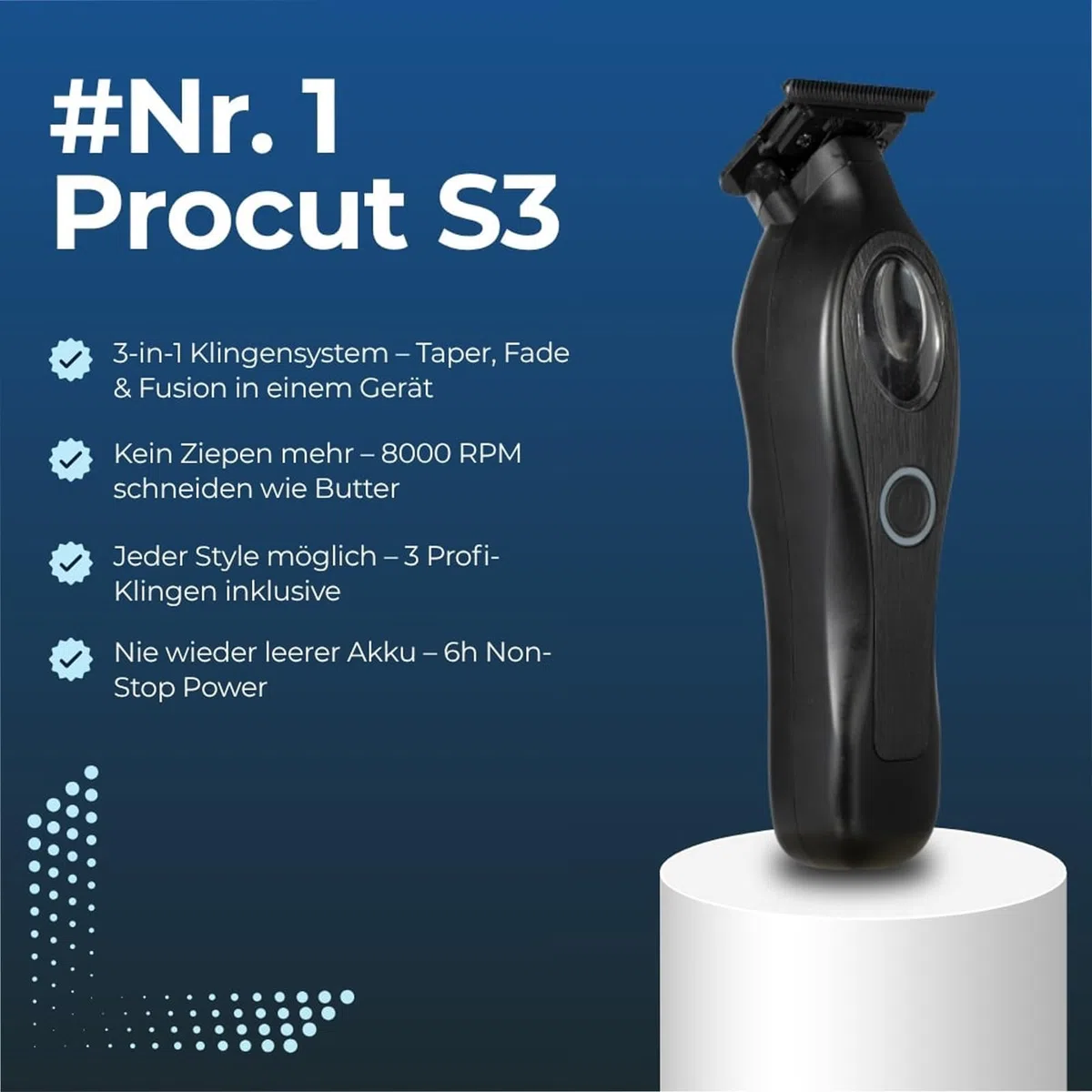 Procut S3 Haarschneidemaschine Professionelle Schnurlose Haarschneidemaschinen und Kits für Männer - Haar- & Bartschneider mit USB - Wiederaufladbar