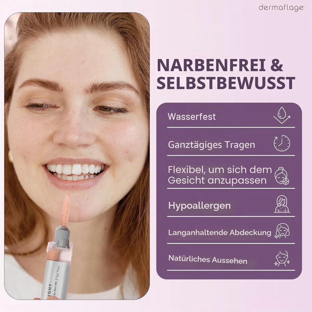 Dermaflage Narben Make-up Concealer, Aknennarben Filler, Narben Abdeckung, 1 Monatsvorrat