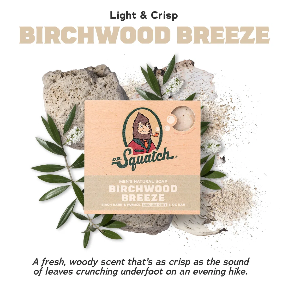 Dr. Squatch Natürliches Seifenstück für Männer, 5er-Pack - Lorbeer-Rum, Birkenholzbrise, Goldmoos-Peeling, Kiefern-Teer, Holzfass Bourbon