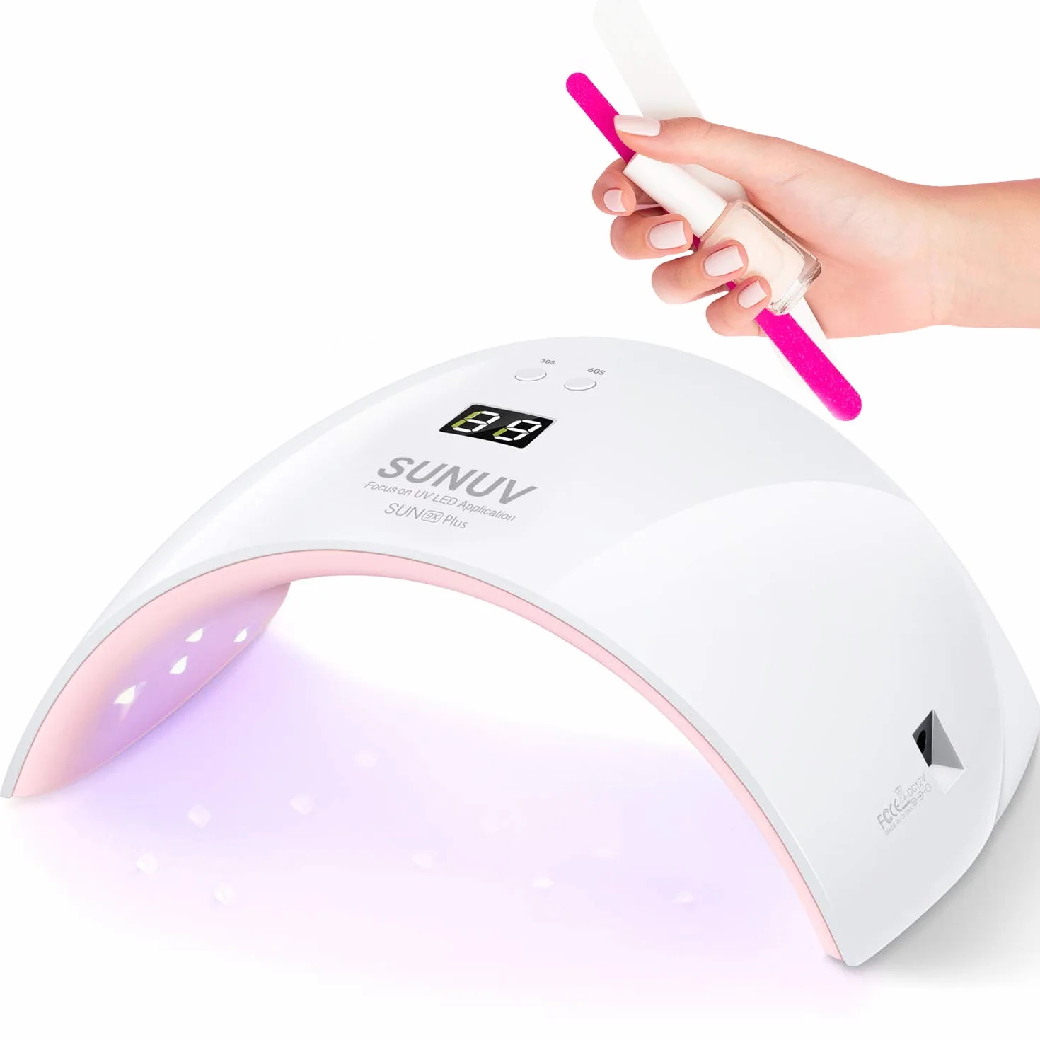 SUNUV Nageltrockner LED UV, Lampe für Gelnägel, UV LED Nagellampe 30s/60s Timer, Infrarot Sensor, LCD Display, Geeignet für alle Gel, für Maniküre/Pediküre Nail Art zu Hause und Salon