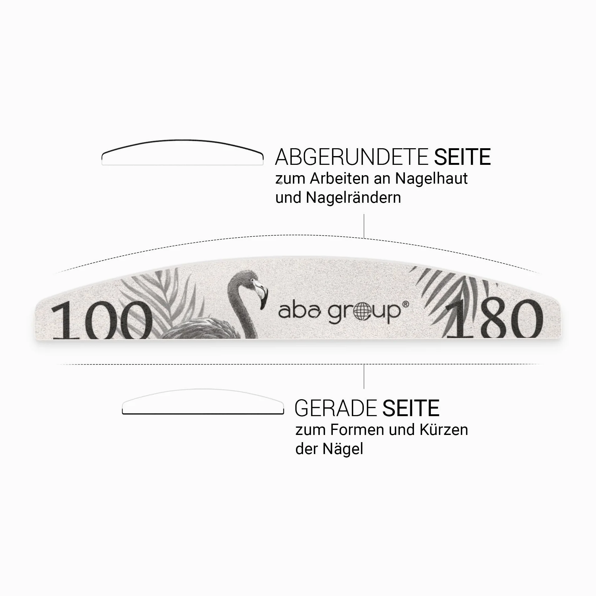 ABA GROUP Nagelfeile 100/180-100 Stück - Halbmond 4 mm Dick - Profi Tools für Gel- und Naturnägel, Feilen für Gelnägel, Doppelseitige Nagelpfeile, Nail File Set, Nagelstudio Zubehör & Zuhause