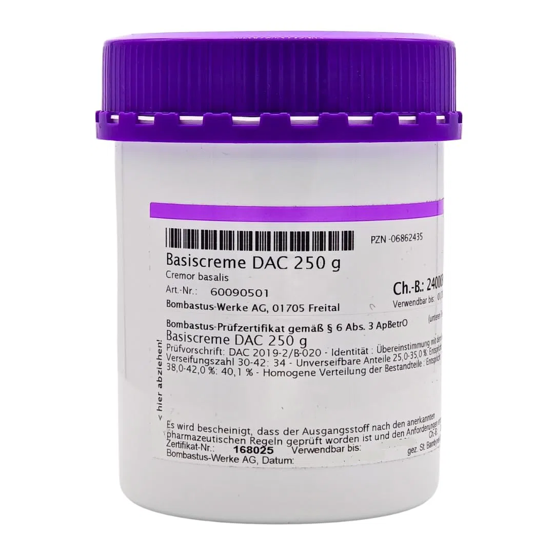 Basiscreme DAC 3x 250 g I Hautpflege I Neurodermitis, Psoriasis, Schuppenflechte, Akne I Trockene Haut I Juckreiz I Subakut-chronisch entzündliche Hauterkrankungen I Spar-Set plus Pharma-Perle