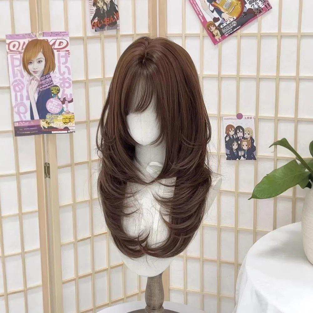 Haarpflege Perücke Für Frauen 50,8 Cm Lange Haarschichten Perücken Mit Pony Hochtemperaturfasern