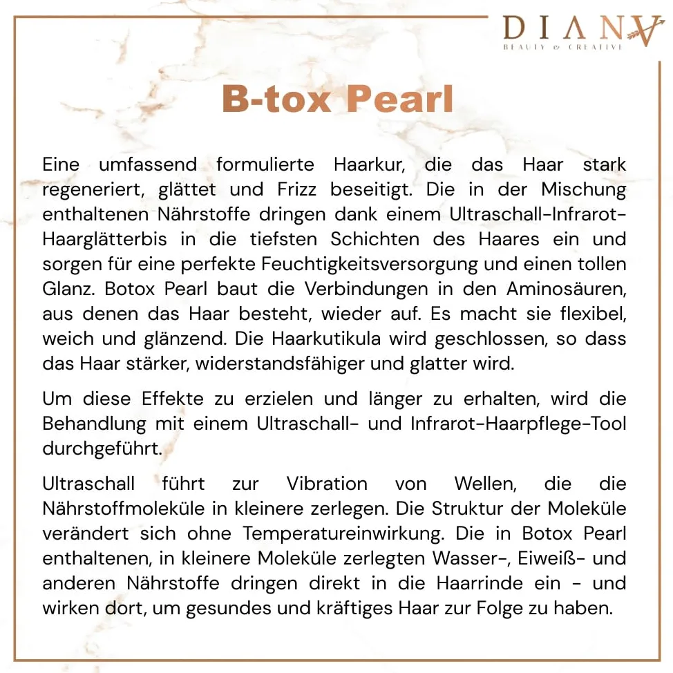 B-Tox für Haare und Haarmaske, Kleines Set, Haarkur mit Zusatz von Aminosäuren und B-Vitamine, Haarregeneration, Haarpflege - Pearl, 500g + 300g