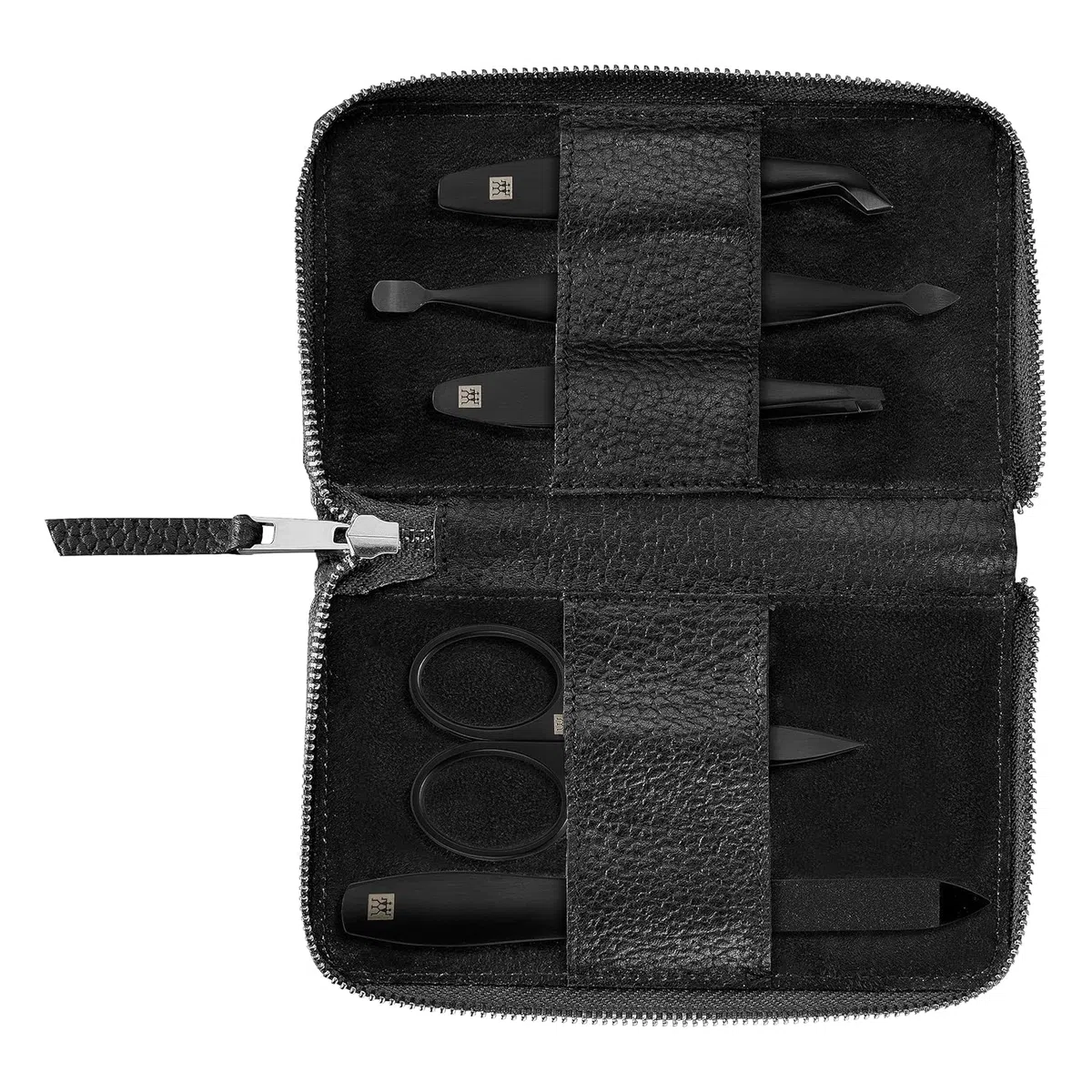 ZWILLING Maniküre-Set (3-, 4- oder 5-teilig, Echtleder-Etui, Reiseset mit Nagelschere, Nagelknipser, Bart- und Nagelhautschere), Premium, Black Edition