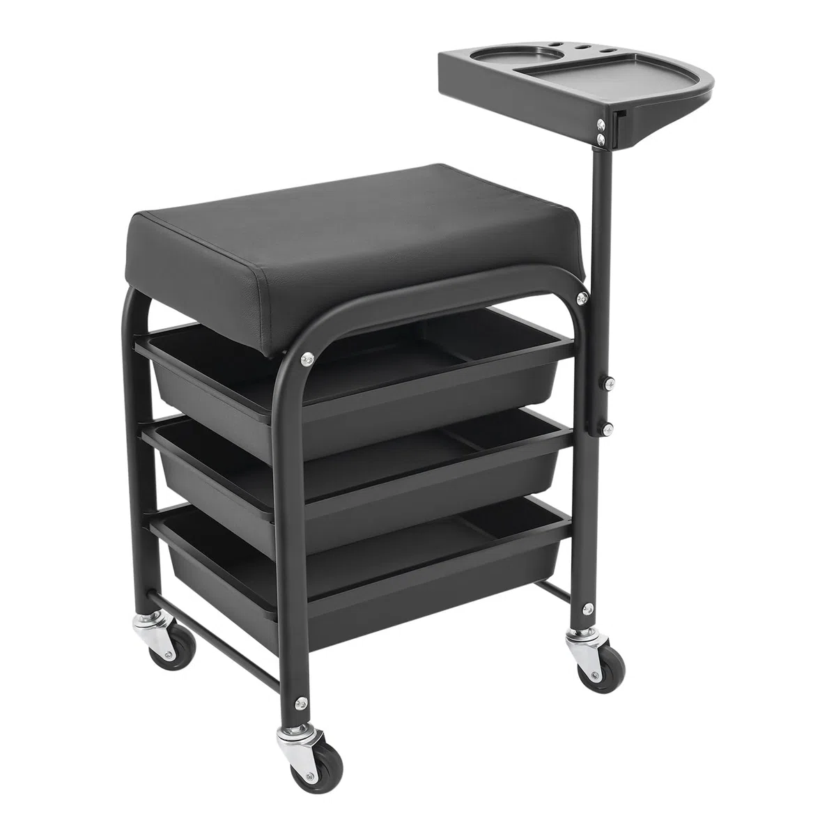 Maniküre Pediküre Wagen mit 3 Schubladen und Rollen, Fußstütze, bis 100kg, 38x32x65cm
