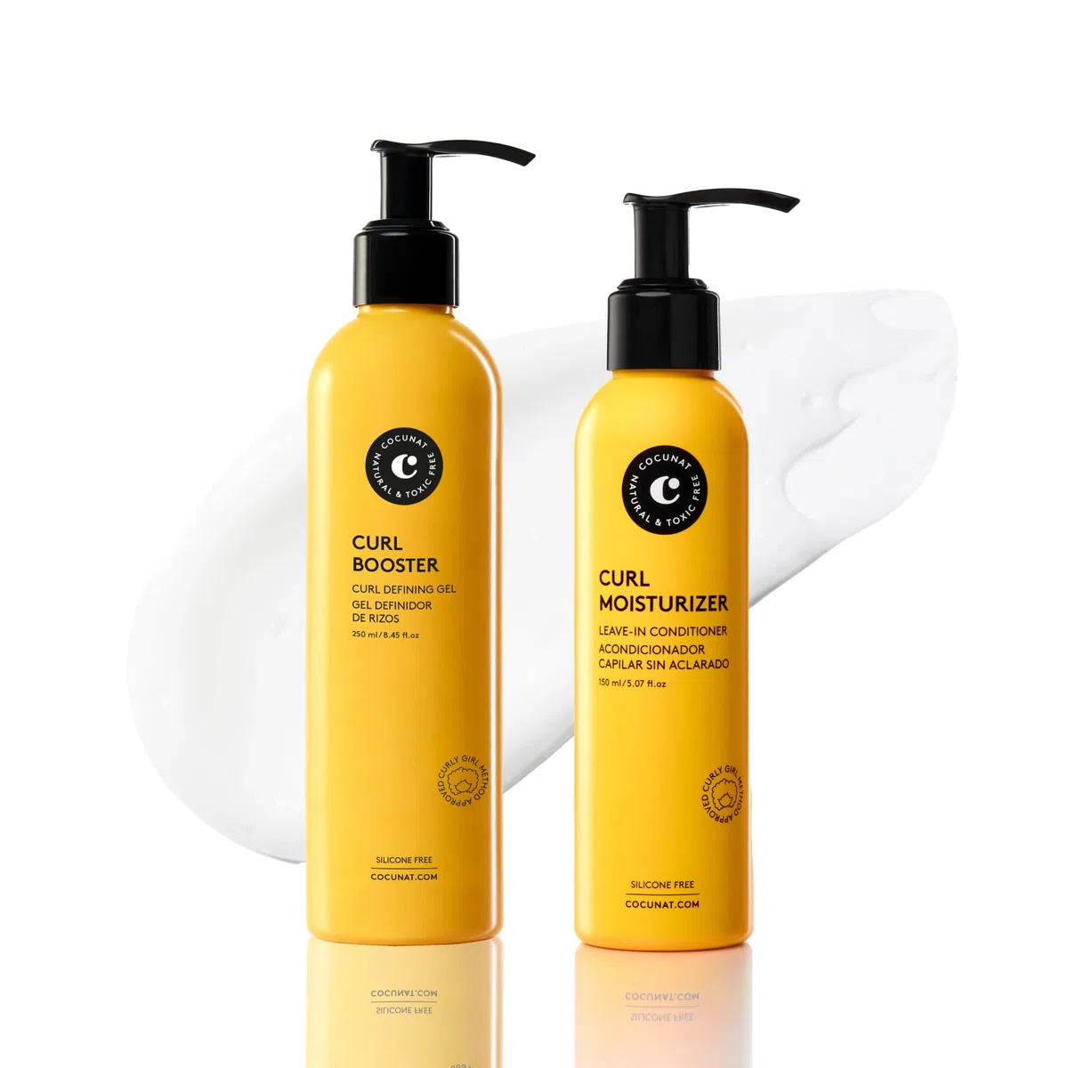 COCUNAT - Curly Methode - Curl Booster + Leave In Conditioner - Locken Gel - Anti Frizz - Spendet Feuchtigkeit, Nährt, Stärkt - Curl Cream - 250ml + 150ml