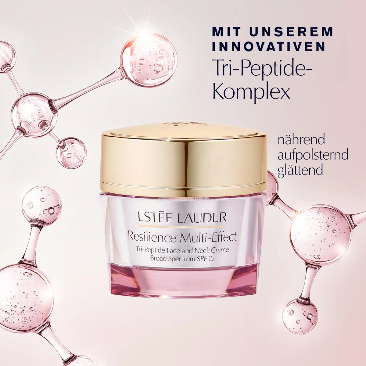 Estée Lauder Resilience Multi-Effect Tri-Peptide Face and Neck Cream SPF 15 | Aufpolsternde Gesichtscreme mit Peptiden | Lässt die Haut fester wirken & mildert Linien & Falten | Mit LSF 15, 50ml