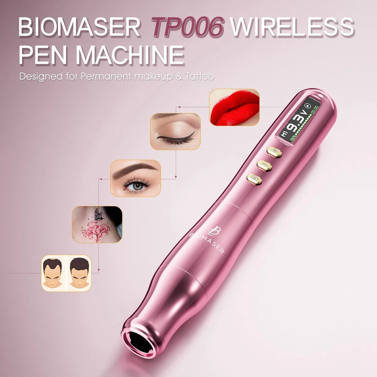 Biomaser TP006 Drahtlose Semi-Permanent-Make-up-Maschine mit deutschem Präzisionsmotor LCD-Touchscreen