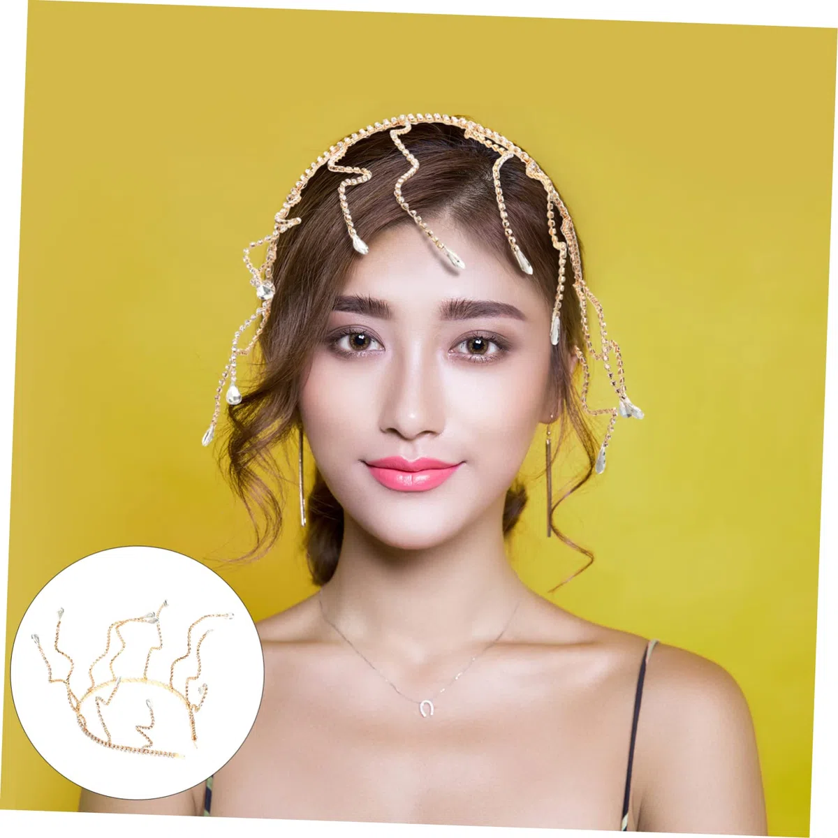FRCOLOR 4 Stück Braut Stirnband Damen-Stirnband damen stirnbänder Hochzeit Brautkrone wedding hair accessories brauthaatschmuck Strass- Haarschmuck für die Braut Metall Golden