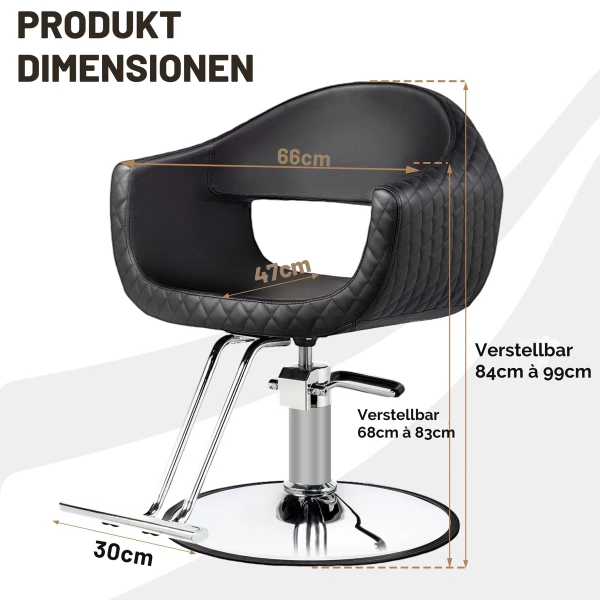 LEADZM Professioneller Friseurstuhl 360° Drehung hydraulische Pumpe Höhenverstellbar 150 kg Barberstuhl Schwarz Silber