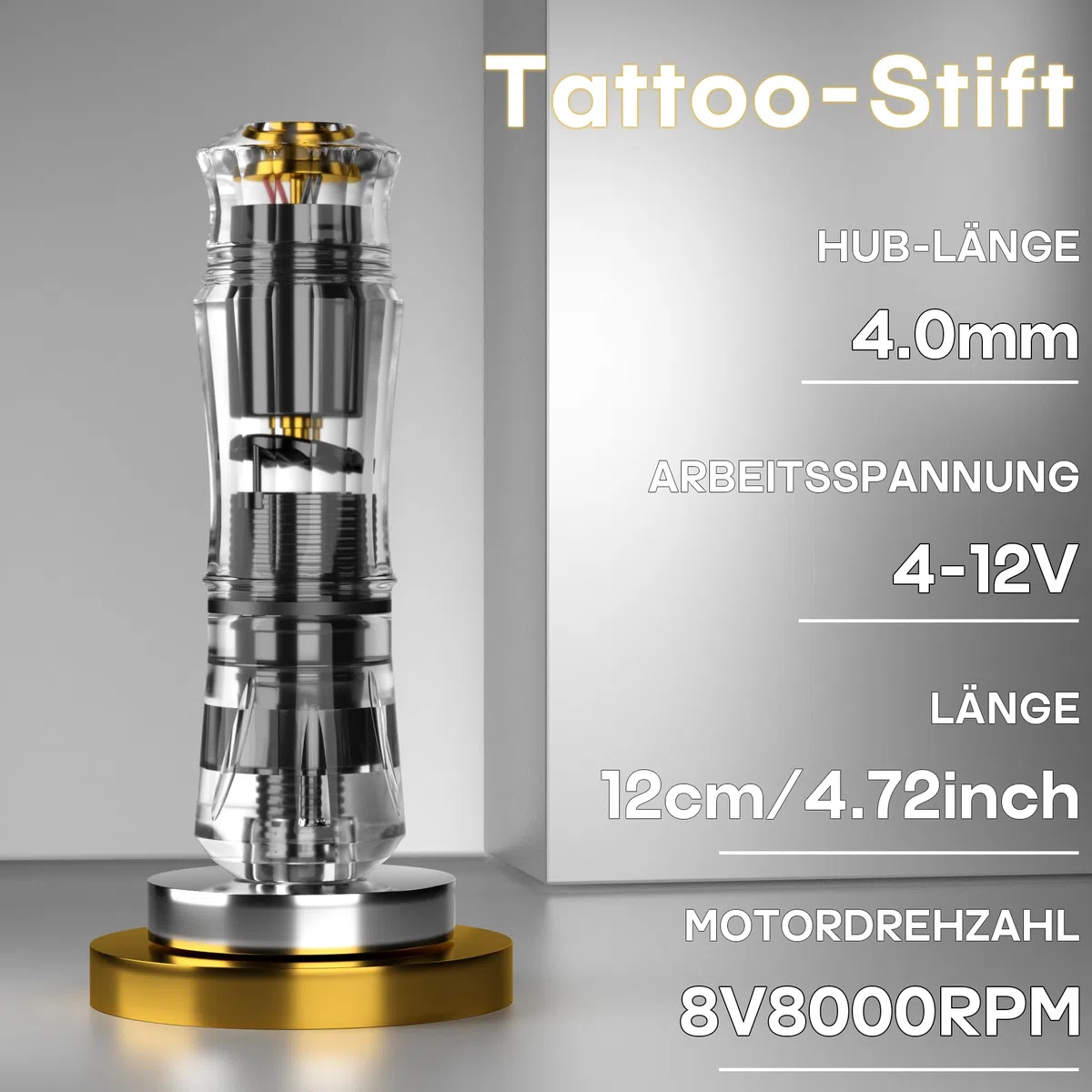 POSEIDON Akku-Rotary Tattoo Machine Kit mit 20 Tattoo-Kartuschennadeln, Tintenset & 2 Akkus | Professionelles Tattoo-Gerät für Anfänger | Komplettes Starter-Set