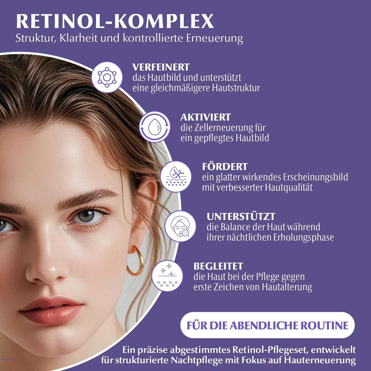 Gesichtspflege Set mit Retinol 5-teilig - Night Repair Routine - Anti-Aging Gesicht Serum, Augencreme, Gesichtscreme, Gesichtsreinigung & Toner für straffe Haut & Faltenreduzierung - Geschenkset Damen