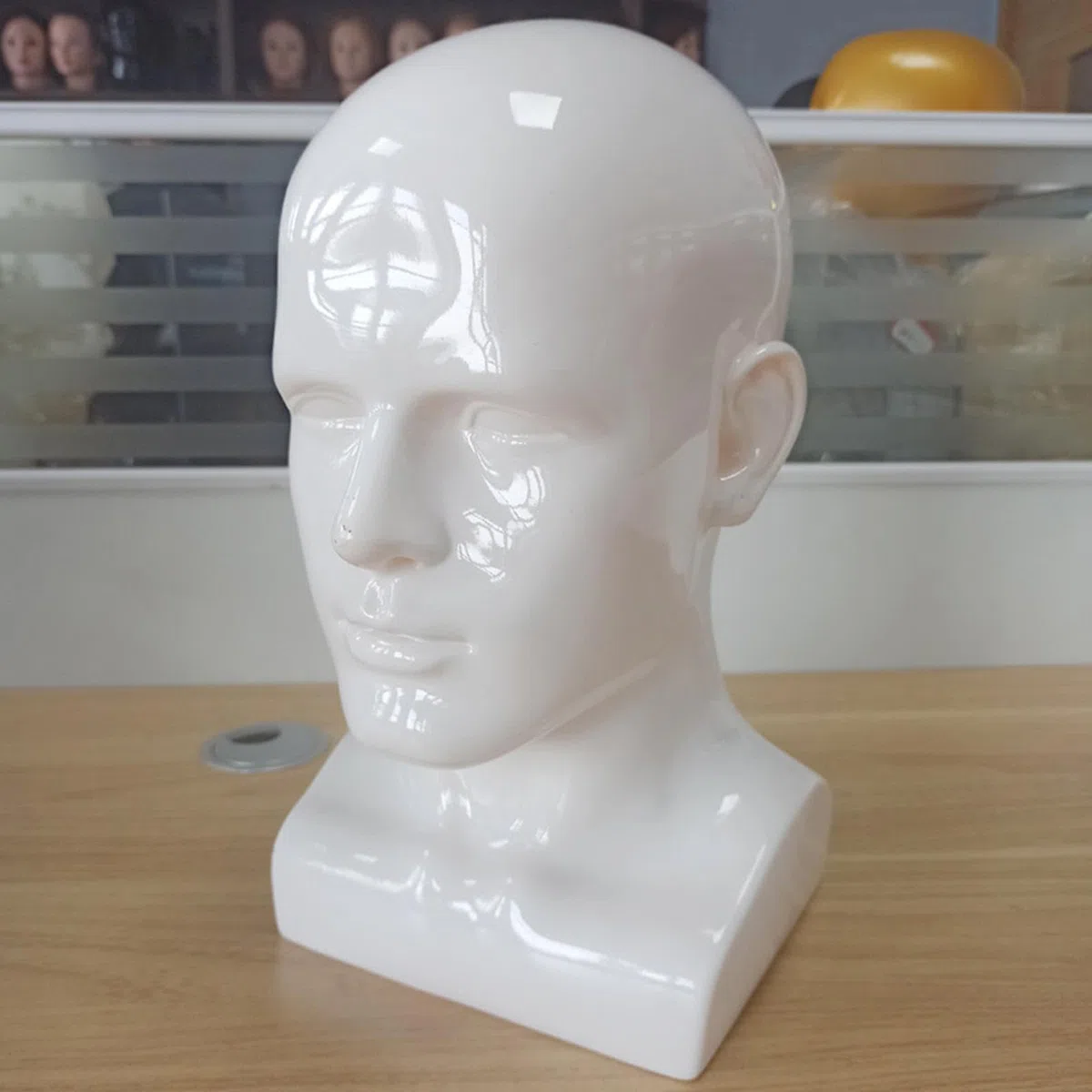 Milageto Männer Mannequin Kopf PVC Display Ständer Glanz Farbe Beauty Styling Werkzeug Zubehör für Hut Schal Perücken 13,4 Zoll hoch, Weiß